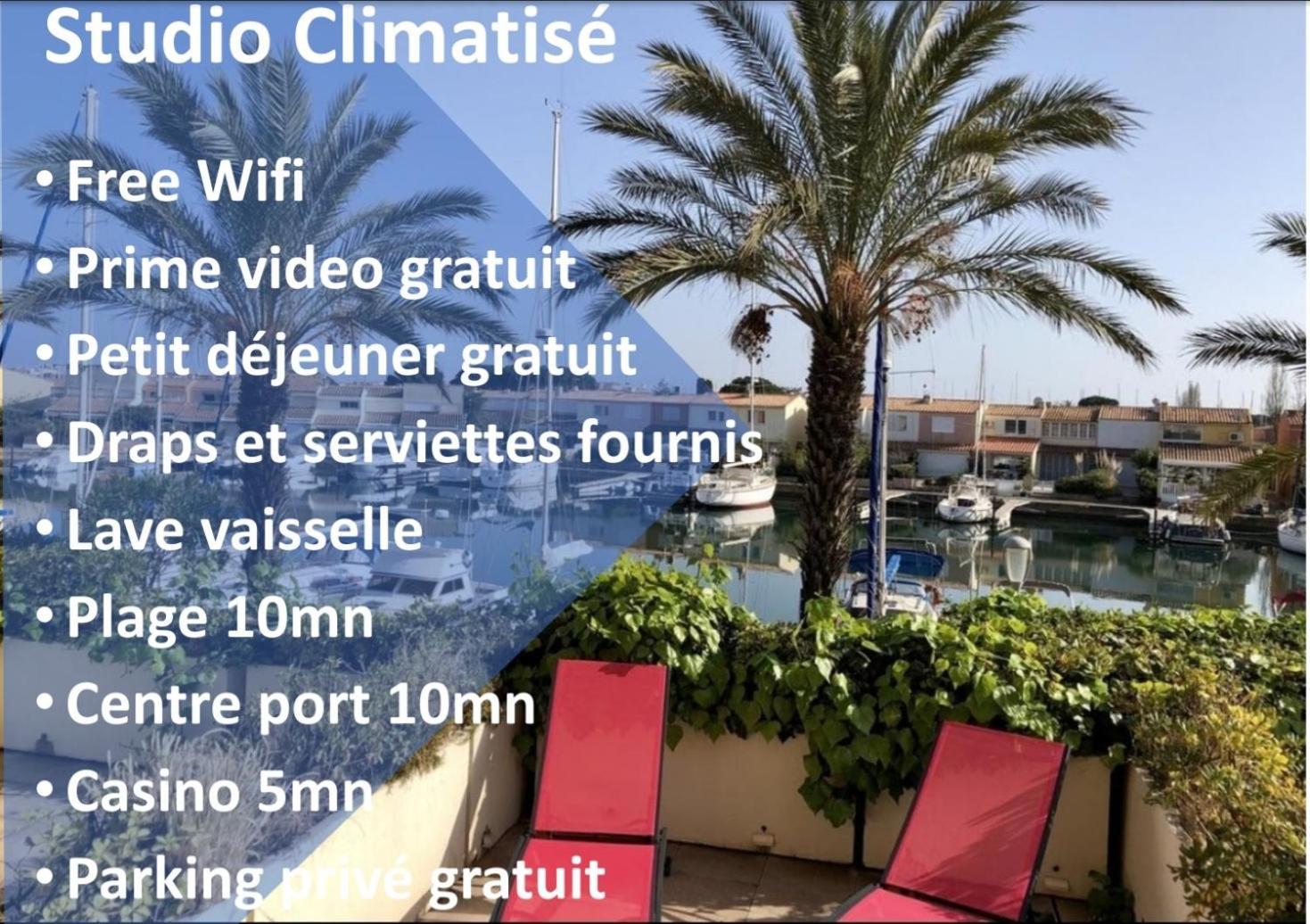 Cap Capistol Studio Avec Terrasse, Vue Port Agde Exterior foto